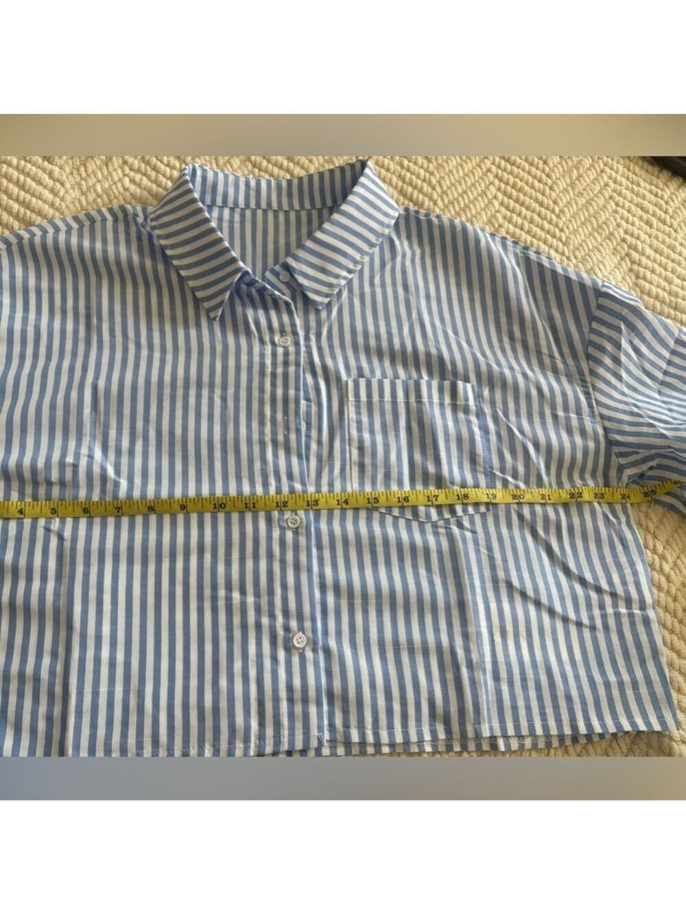 Blue and White Striped Crop Top - Picture 9 of 11
